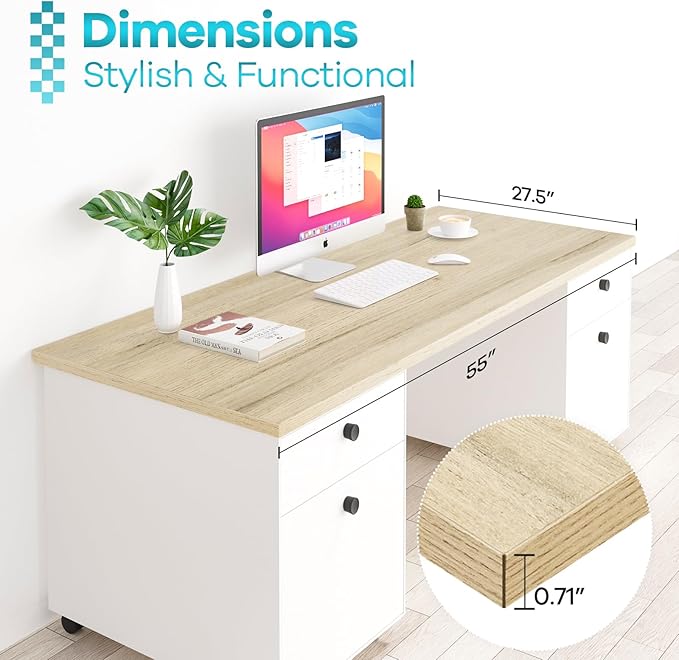 Kaboon Universal Tabletop 55"x27.5", Solid One-Piece Melamine Table Top - Image 3