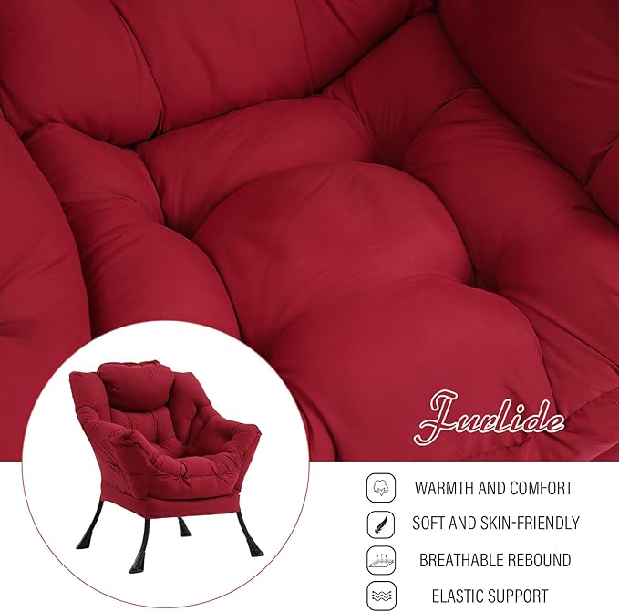 Lazy Chair with Ottoman, Modern Chair with Folding Footrest, Lounge Accent Chair - Image 8