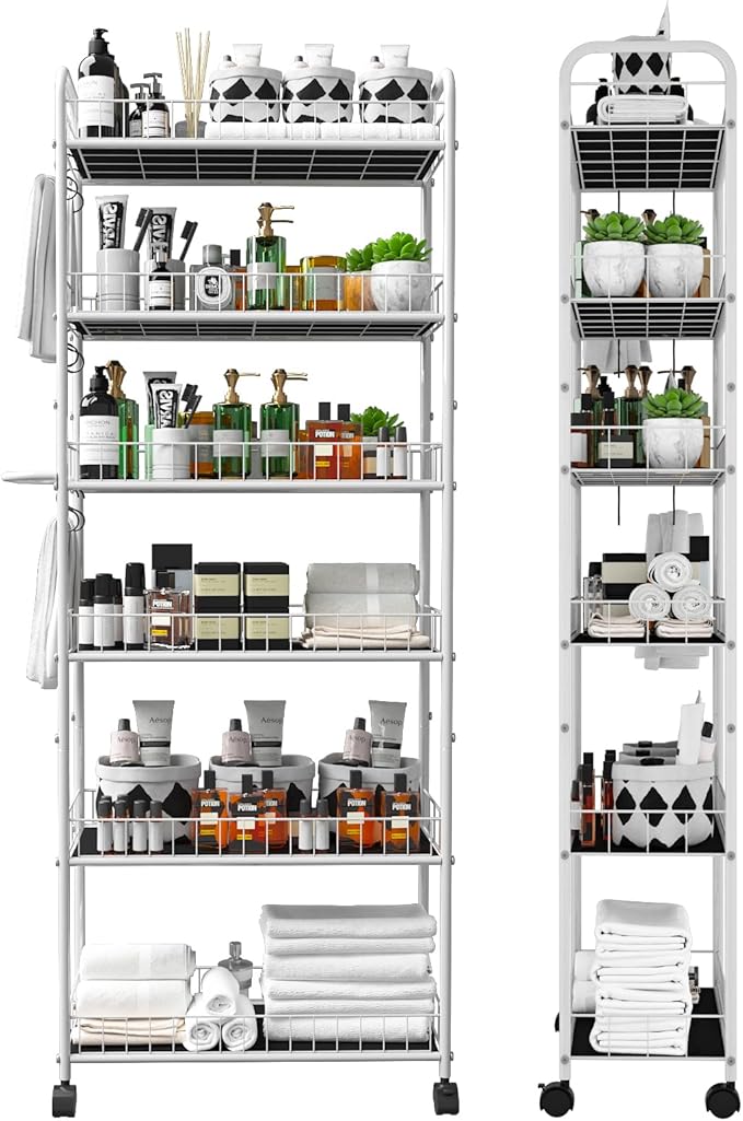 6 Tier 10in Slim Rolling Storage Cart by Seadasyoon
