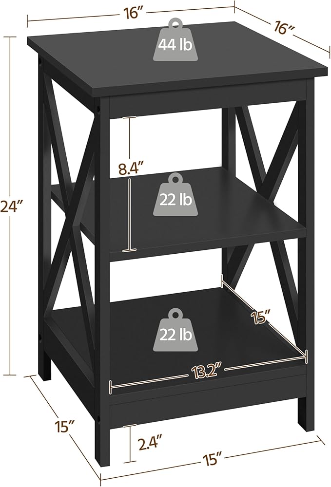 Yaheetech Black End Table Set of 2, Easy Assembly - Image 3