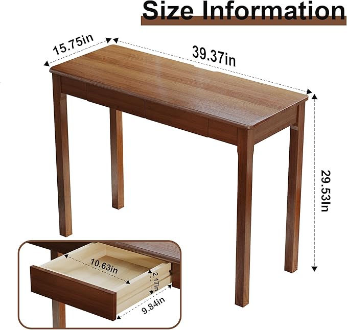 Solid Wood Desk with Drawers - Image 3