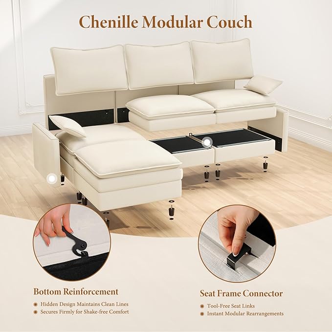 Vesgantti Large Modular Sectional Sofa, Big Comfy Cloud Couch - Image 5