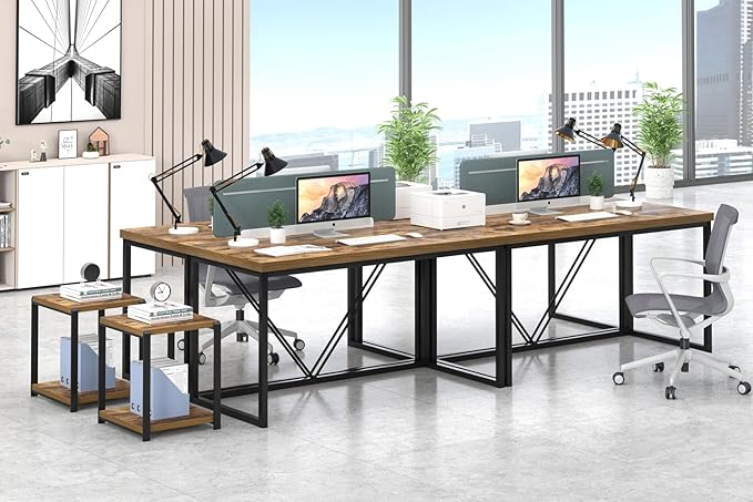 EXCEFUR Industrial Computer Desk, Wood and Metal Home Office Desk, Writing - Image 6