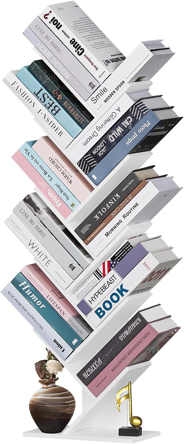 10 Tier Tree Book Shelf, Floor Standing Wood Bookshelf - Image 9