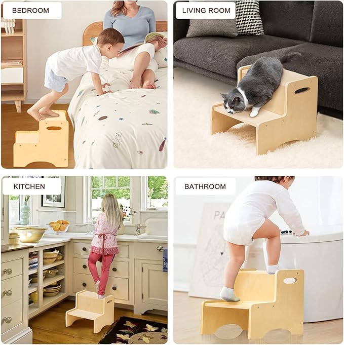WOOD CITY Wooden Toddler Step Stool - Image 4