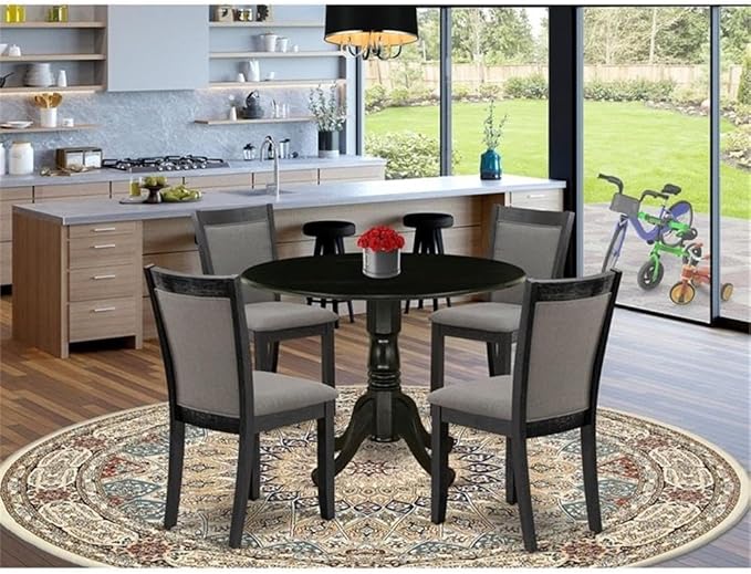 East West Furniture DLMZ5-AB6-50 5 Piece Dining Room Furniture Set Includes a - Image 2