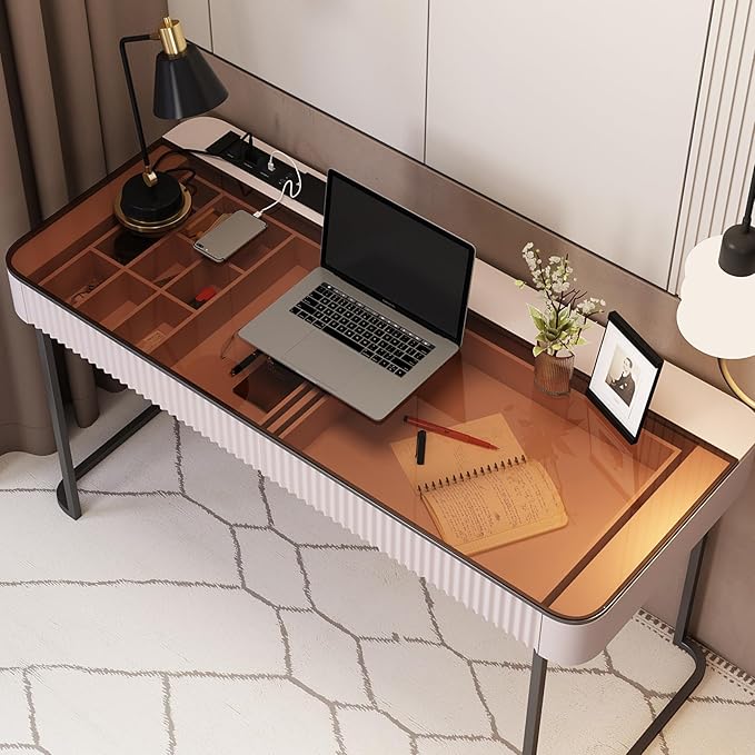 Lartis Home Office Desk Computer Desk Pale Pink Writing Desk - Image 7