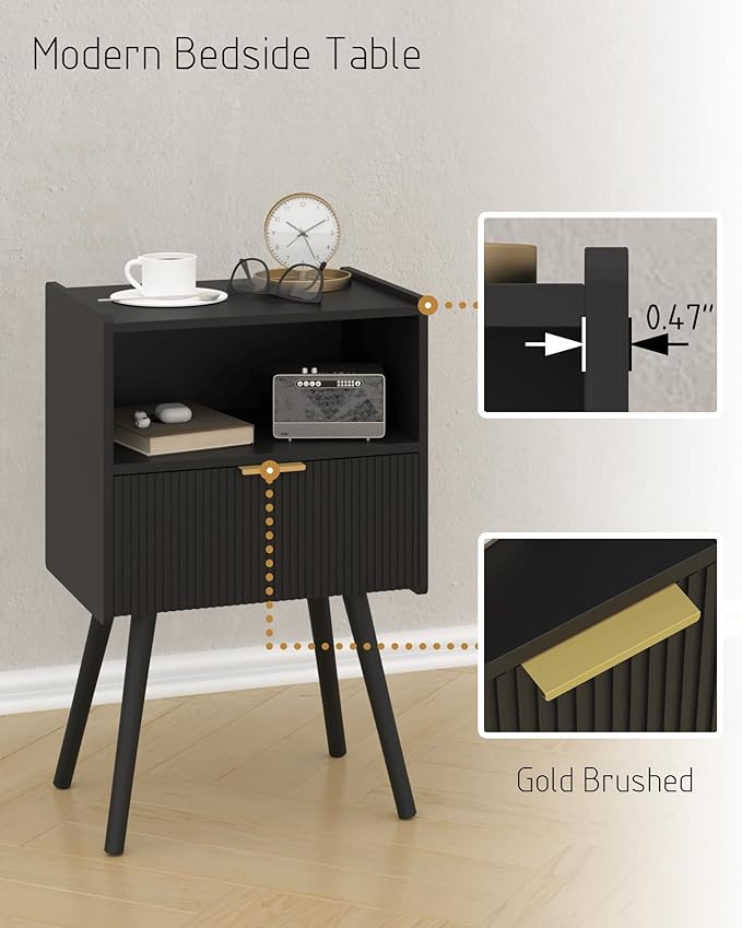 Black Nightstand, Modern Bedside Table - Image 5