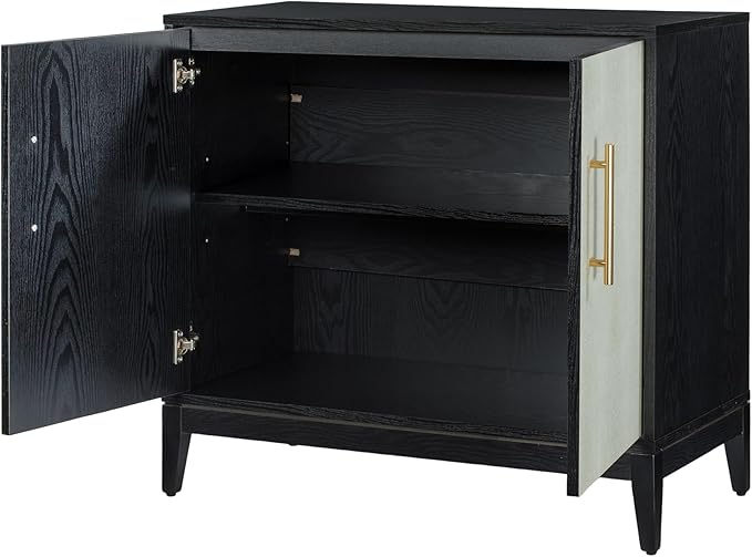 Sango Shagreen 2-Door Cabinet, Elegant Black Faux Shagreen Storage Cabinet - Image 5