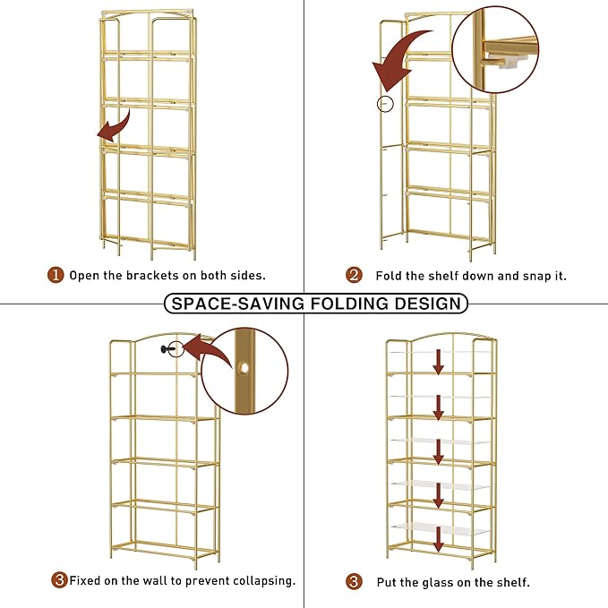 Crofy No Assembly Folding Bookshelf - Image 4