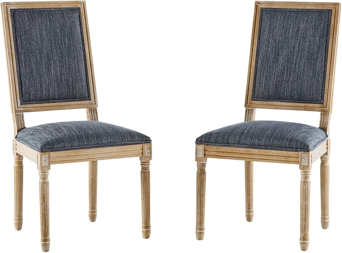 Merax Upholstered Solid Wood Dining Chairs Set of 2, French Country Style - Image 6