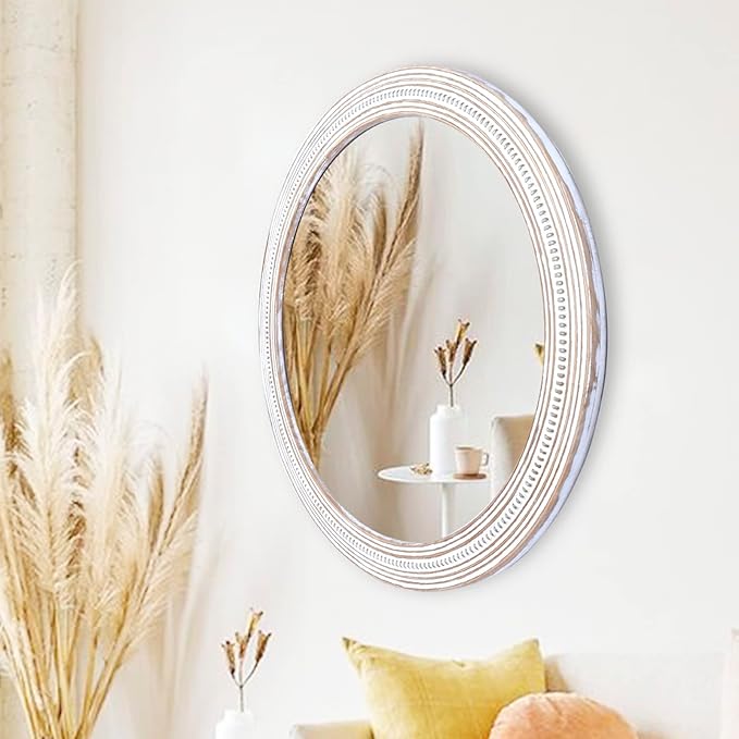 32 Inches Farmhouse Round Wood Mirrors - Image 3