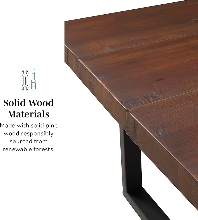 Walker Edison Durango Distressed Solid Wood Dining Table, 72 Inch, Rustic Oak - Image 4