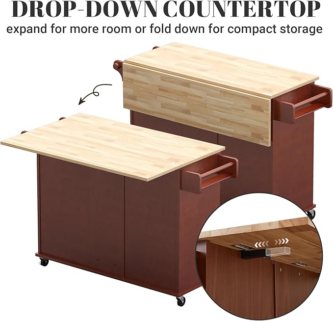 Rovibek 53" Kitchen Island on Wheels - Image 4