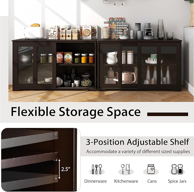 Costzon 2-Pack Wooden Kitchen Storage Cabinet - Image 4