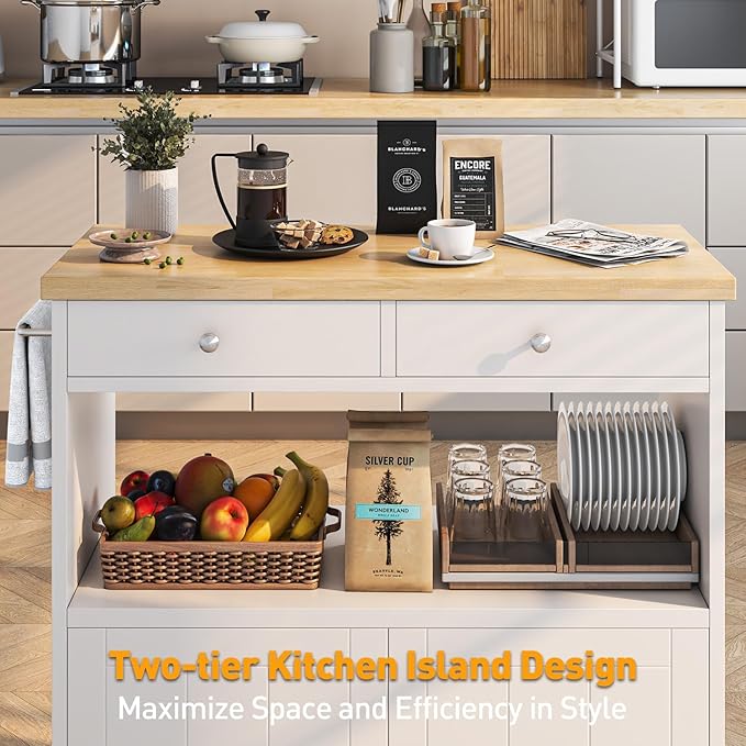 Rolling Kitchen Island with Storage Cabinet, 35.4'' Width Kitchen Cart - Image 6