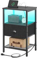 Sthmec Nightstands with Charging Station, LED Bedside Tables with Charging by Unknown