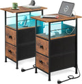 WLIVE Nightstand Set of 2 with Charging Station, End Table Sets with LED Lights by WLIVE