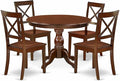 East West Furniture HBBO5-MAH-W 5 Piece Dining Set Includes a Round Dining Table by EastWestFurniture