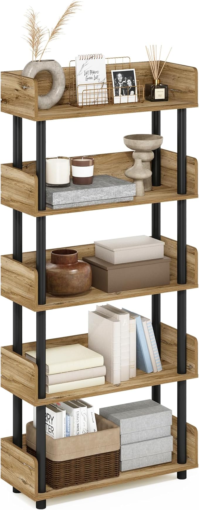 Furinno Turn-N-Tube 5-Tier Multipurposes Display Rack, Open Shelf Rack/Storage by Furinno-FitsYourSpaceFitsYourBudget