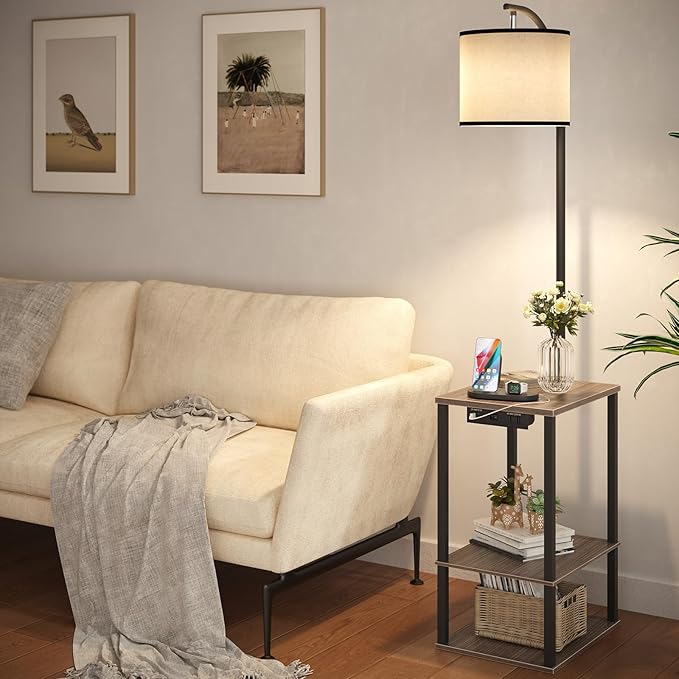 SUNMORY Floor Lamp with Table, End Table - Image 2