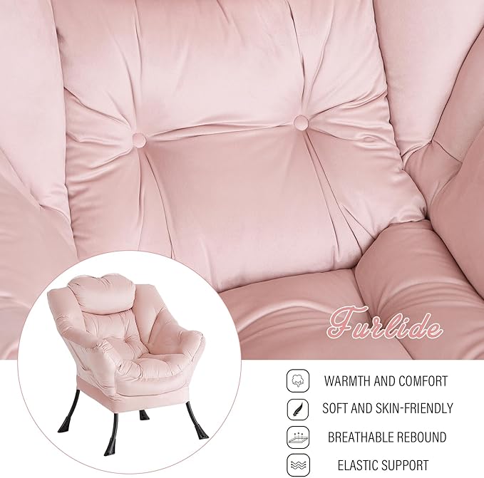 Lazy Chair with Ottoman, Modern Chair with Folding Footrest, Lounge Accent Chair - Image 3