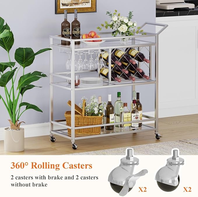 FATORRI Bar Cart Silver, Bar Carts - Image 4