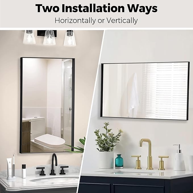 27x40 Inch Black Bathroom Mirror - Image 7