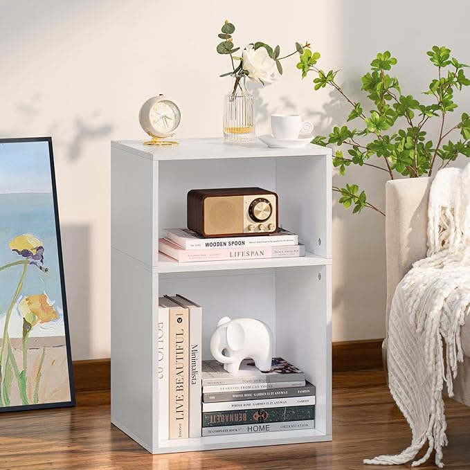 YAHARBO 2 Cube Bookshelf, Horizontal Low Book Shelf, Mini Bookcase - Image 6