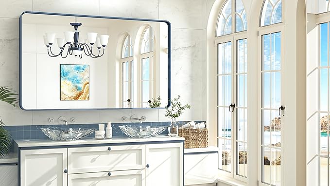TokeShimi 60 x 36 Inch Blue Bathroom Vanity Mirror - Image 2