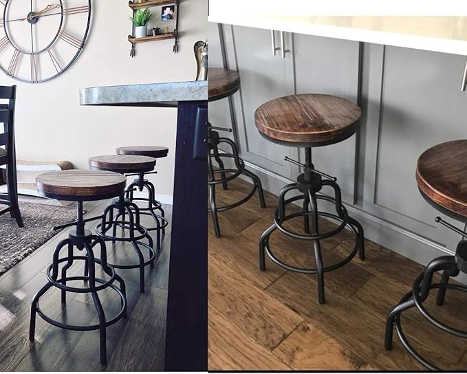 Diwhy Industrial Vintage Counter Stool, Kitchen Counter Height Adjustable - Image 6