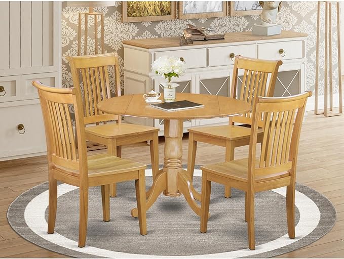 East West Furniture DLPO5-OAK-W 5 Piece Modern Dining Table Set Includes a - Image 7