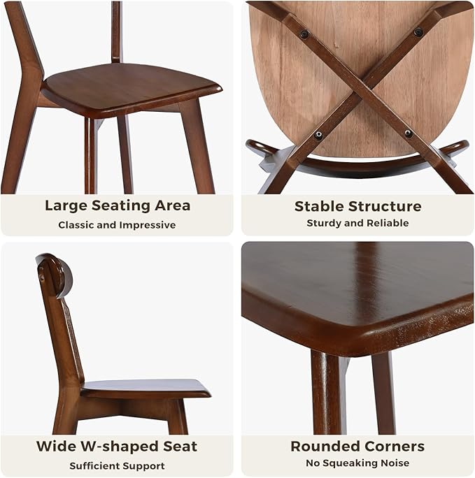 DELAVIN Soild Wood Dining Chairs Set of 2, Oak Wood Kitchen Chairs, Mid Century - Image 7