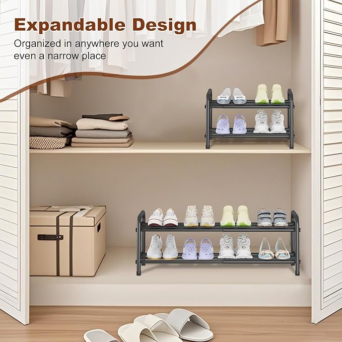 KANAV 2-Tier Expandable Shoe Rack, Adjustable Shoe Organizer & Storage - Image 5