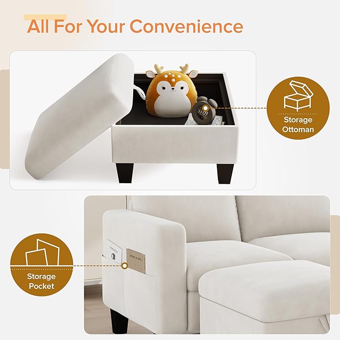 ZeeFu Convertible Sectional Sofa Couch, 3 Seat L-Shaped Sofa - Image 7
