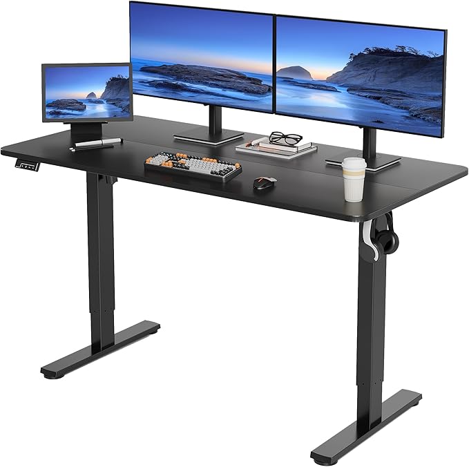 Electric Standing Desk Adjustable Height, 55x24 Inches Sit Stand up Desktop by Unknown