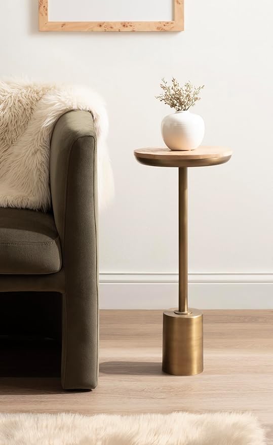 Kate and Laurel Xyler Modern Round Wood and Metal Drink Table, Burlwood and - Image 2