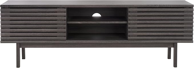 SAFAVIEH Aricia TV Stand for up to 65" Flatscreen – Distressed Black, 2 Sliding - Image 8