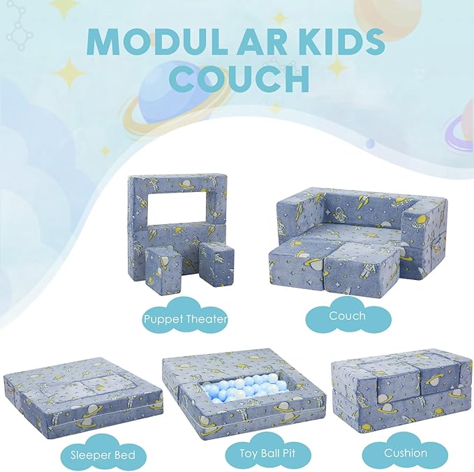 MeMoreCool Modular Kids Couch, Glow Play Toddler Couch - Image 9