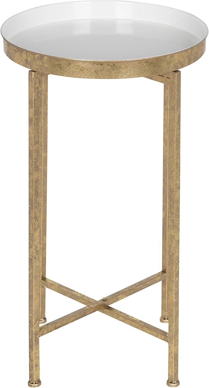 Kate and Laurel Celia Round Metal Foldable Tray Accent Table - Image 4