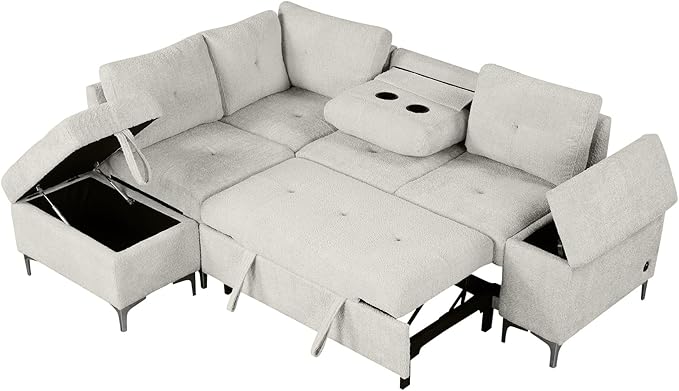Ball & Cast 88.2" L-Shaped Sectional Pull Out Sofa - Image 6