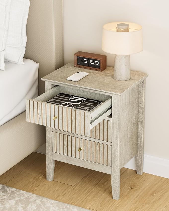 Night Stand, Fluted Nightstand Bedside Tall Farmhouse Nightstand - Image 5