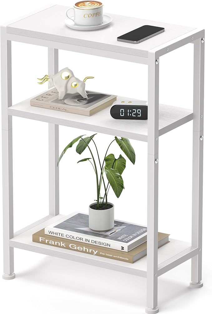 Narrow Side Table for Small Space, 3-Tier Small End Table by HOME