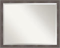 Amanti Art Grey Wall Mirror 25x31 Pinstripe Lead Grey Rectangle Bathroom Mirror by AmantiArt