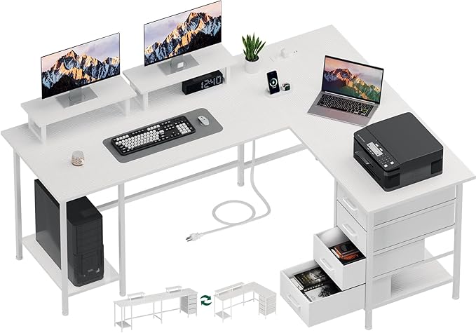 59 inch L Shaped Computer Desk by Korfile