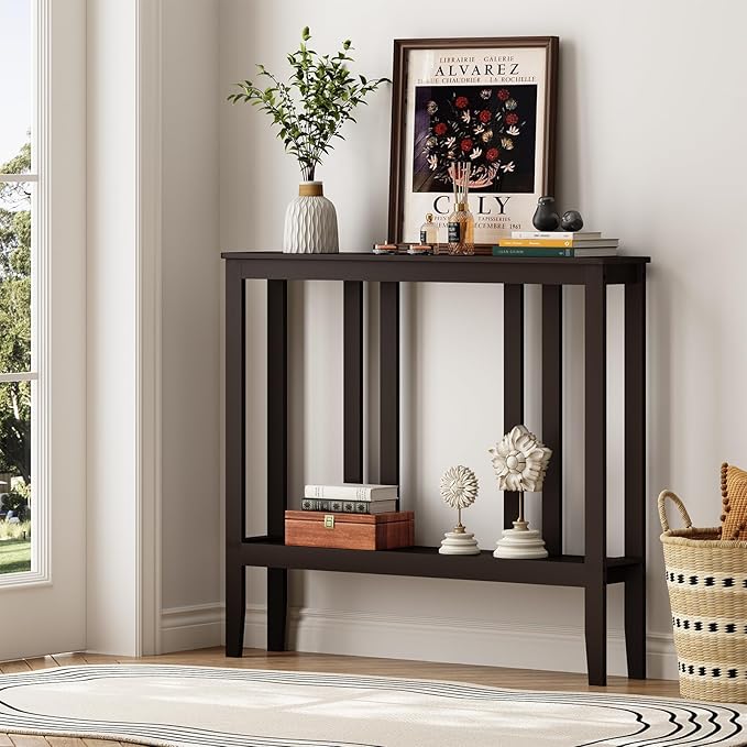 ELYKEN Console Tables for Entryway, 36.2" Long 2 Tier Hallway Table Behind Couch - Image 4