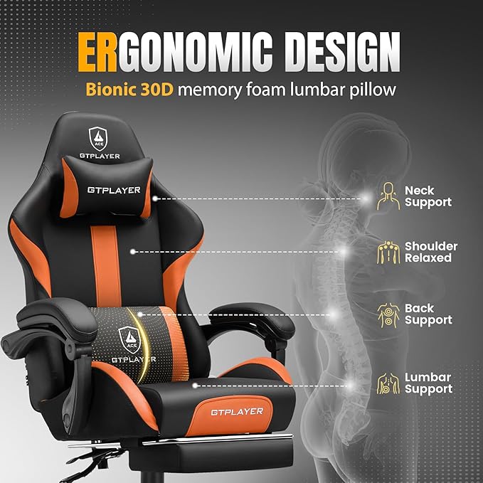 GTRACING Gaming Chair with Foot Rest & Pocket Spring Cushion, Ergonomic High - Image 5