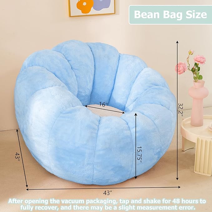 Pumpkin Bean Bag Sofa Chair for Adult, Beanbag Couch - Image 2