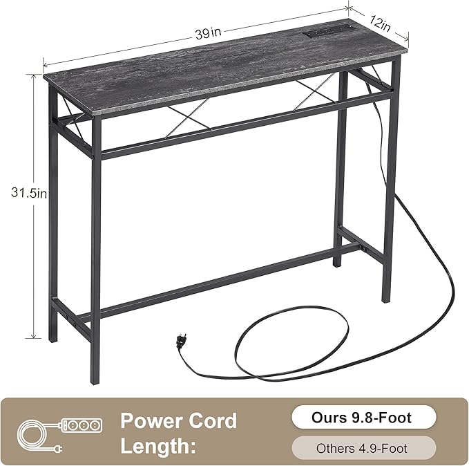 VECELO 39.4In Narrow Sofa/Console Table - Image 3