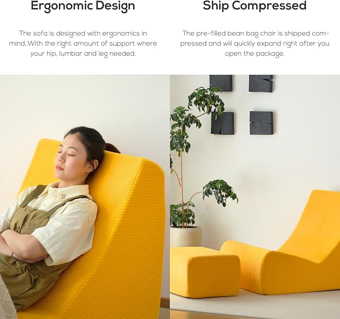 N&V Bean Bag Chair Single Seated Foam Sofa Armless Floor Sofa - Image 5